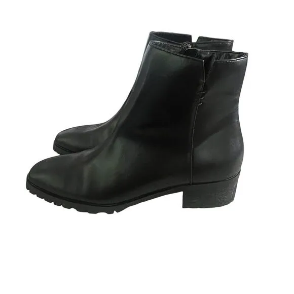 Taryn Rose Women’s size 7.5 Emmy Faux Leather Ankle Zip Boots Block Heel Black