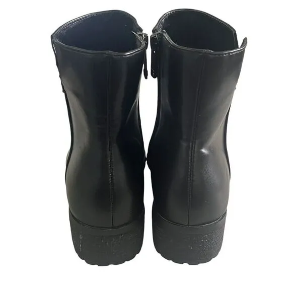 Taryn Rose Women’s size 7.5 Emmy Faux Leather Ankle Zip Boots Block Heel Black