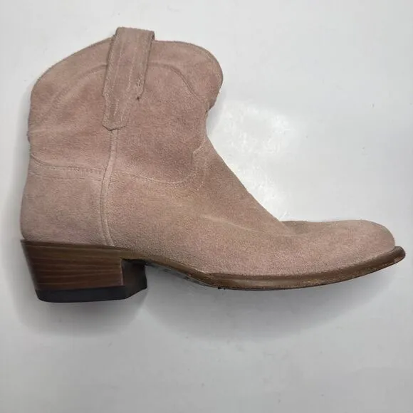 Tecovas Womens 8 1/2 B The LUCY Cowgirl Booties Desert Rose Suede Slip On Boots