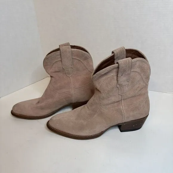 Tecovas Womens 8 1/2 B The LUCY Cowgirl Booties Desert Rose Suede Slip On Boots