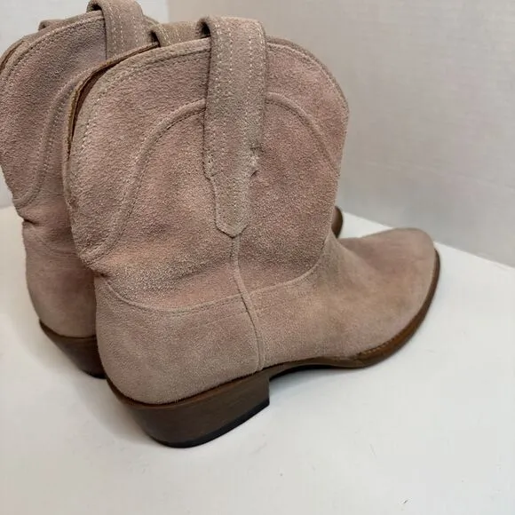 Tecovas Womens 8 1/2 B The LUCY Cowgirl Booties Desert Rose Suede Slip On Boots