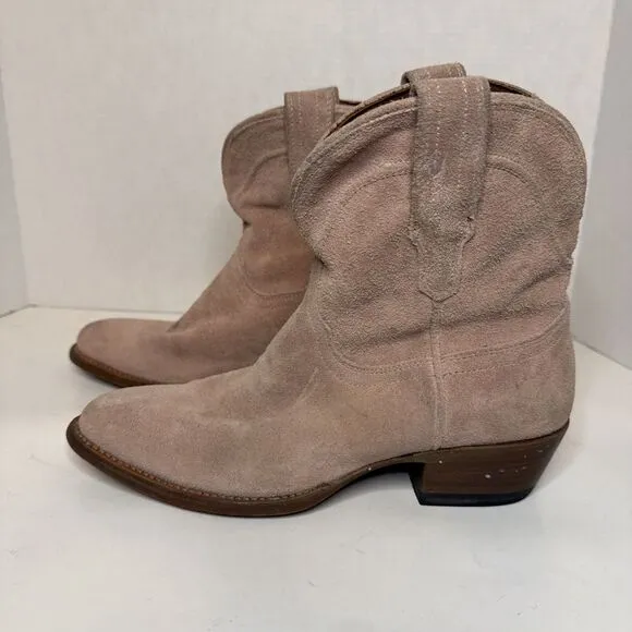 Tecovas Womens 8 1/2 B The LUCY Cowgirl Booties Desert Rose Suede Slip On Boots