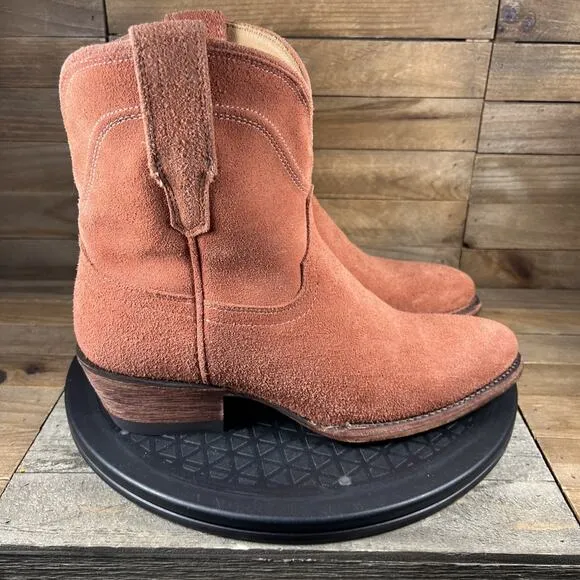 Tecovas Womens Size 7B The LUCY Cowgirl Booties Desert Rose Suede Slip On Boots