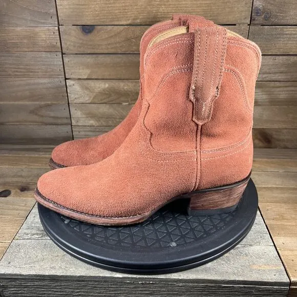 Tecovas Womens Size 7B The LUCY Cowgirl Booties Desert Rose Suede Slip On Boots