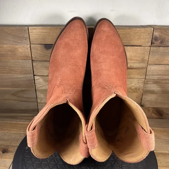 Tecovas Womens Size 7B The LUCY Cowgirl Booties Desert Rose Suede Slip On Boots