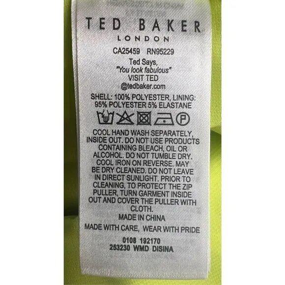 Ted Baker Disina Mini Jacquard Exaggerated Sleeve Dress in Yellow Lyst NWT Size
