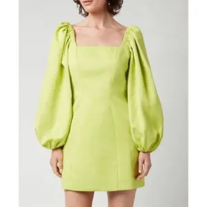 Ted Baker Disina Mini Jacquard Exaggerated Sleeve Dress in Yellow Lyst NWT Size