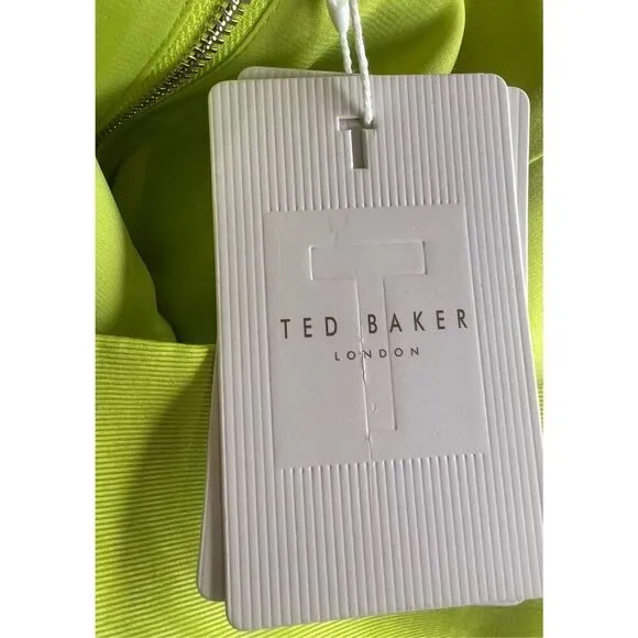 Ted Baker Disina Mini Jacquard Exaggerated Sleeve Dress in Yellow Lyst NWT Size