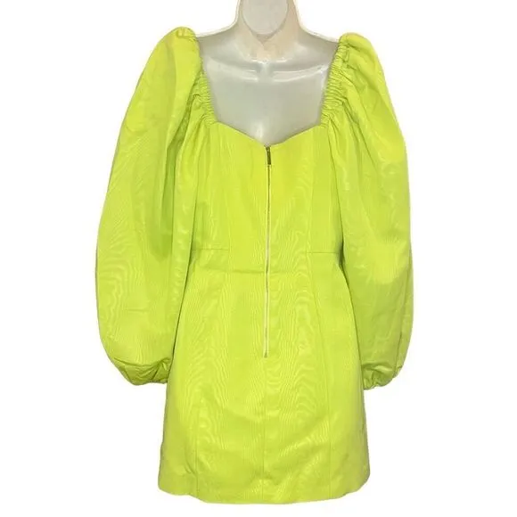 Ted Baker Disina Mini Jacquard Exaggerated Sleeve Dress in Yellow Lyst NWT Size