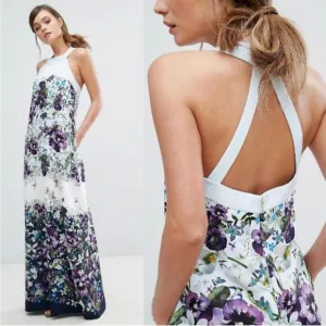 Ted Baker Entangled Enchantment Ziloh Bow Detail Maxi Dress Ted Sz 0 US 2/4 NWOT