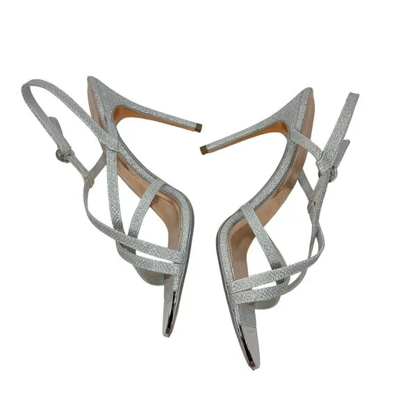 Ted Baker Theanna Lurex Strappy Heel Sandals Silver Size 40.5