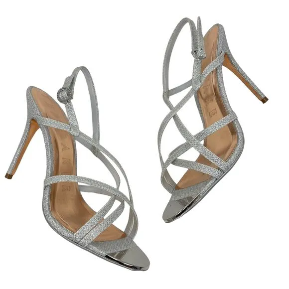 Ted Baker Theanna Lurex Strappy Heel Sandals Silver Size 40.5
