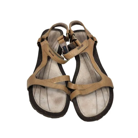 Teva Leather Universal Cabrillo Wedge Heel Open Toe Strappy Sandals Size 11