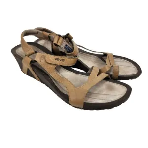 Teva Leather Universal Cabrillo Wedge Heel Open Toe Strappy Sandals Size 11