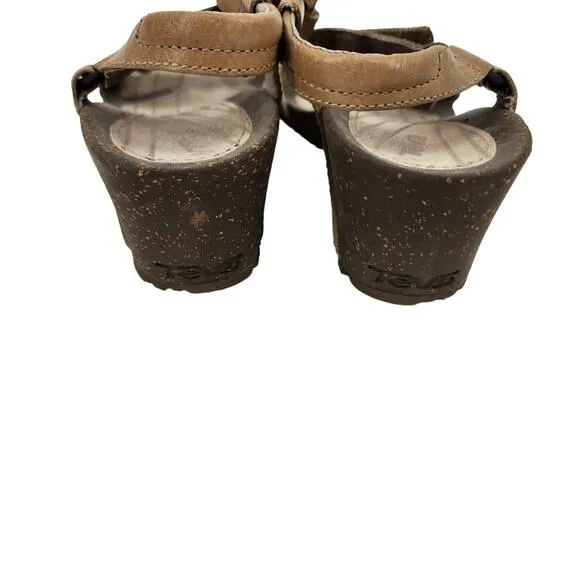 Teva Leather Universal Cabrillo Wedge Heel Open Toe Strappy Sandals Size 11