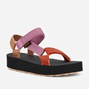 Teva Midform Universal Kids Girls Metallic Rose Gold Pink Rust Strappy Sandals 4