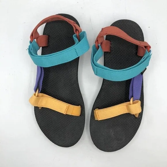 Teva Womens Bright Retro Multi Universal Midform Strappy Sandals 10