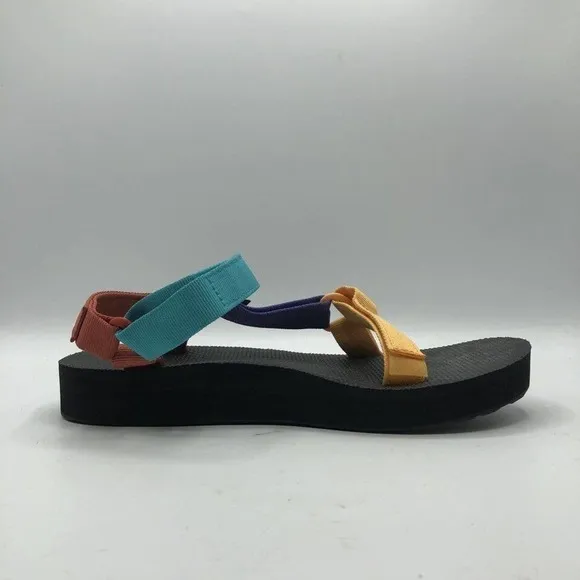Teva Womens Bright Retro Multi Universal Midform Strappy Sandals 10