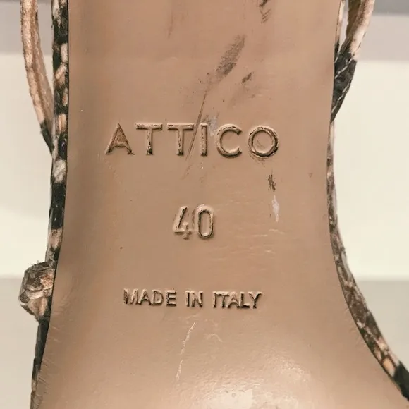 THE ATTICO Strappy Python Snake Leather Strappy Sandals 40 10 11 Net-A-Porter