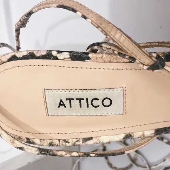 THE ATTICO Strappy Python Snake Leather Strappy Sandals 40 10 11 Net-A-Porter