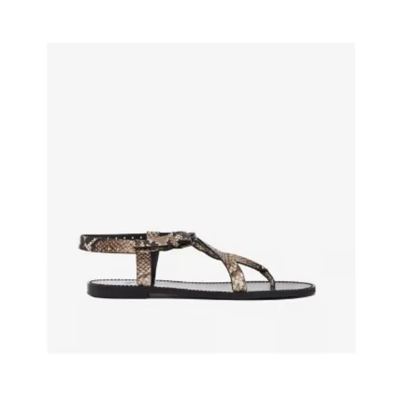 The Kooples Snakeskin Black and Beige Strappy Sandals Size 7 or 38