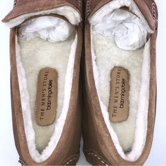 The Men's Store at Bloomingdale's Shearling Slippers Tan/Natural Suede Loafers