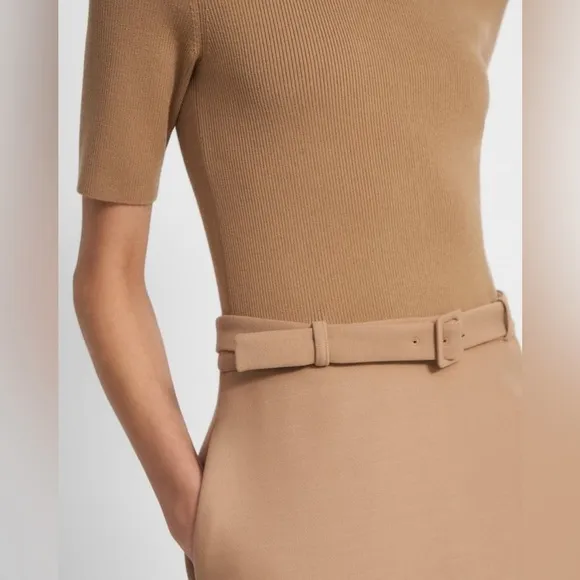 Theory / Combo Dress in Bistretch Wool Twill ribbed sweater turtleneck small s