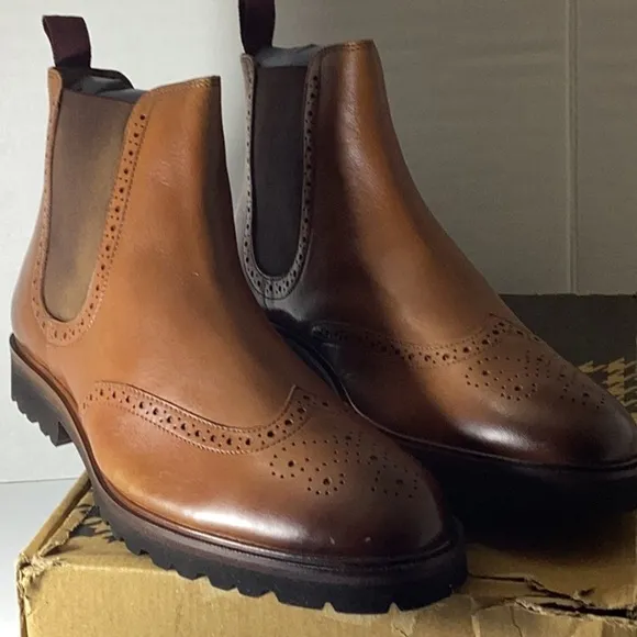 Thomas &amp; Vine Men's Brown Leather Chelsea Boots