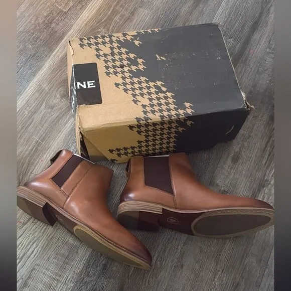Thomas &amp; Vine Men's Corbin Wide Chelsea Leather Boots Cognac Size 13M