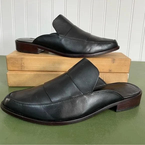 Tibi DENNI Slip On Shoes/Mules/Loafers in Black Leather *Brazil*