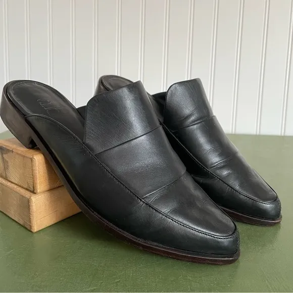 Tibi DENNI Slip On Shoes/Mules/Loafers in Black Leather *Brazil*