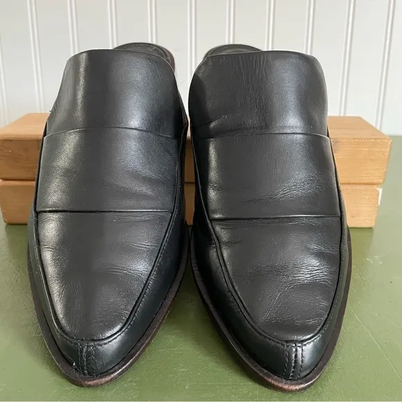 Tibi DENNI Slip On Shoes/Mules/Loafers in Black Leather *Brazil*