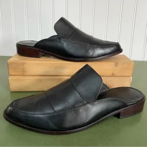 Tibi DENNI Slip On Shoes/Mules/Loafers in Black Leather *Brazil*