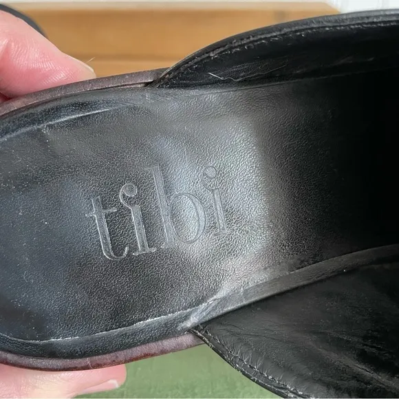 Tibi DENNI Slip On Shoes/Mules/Loafers in Black Leather *Brazil*
