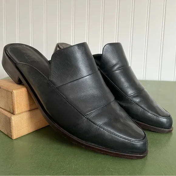 Tibi DENNI Slip On Shoes/Mules/Loafers in Black Leather *Brazil*