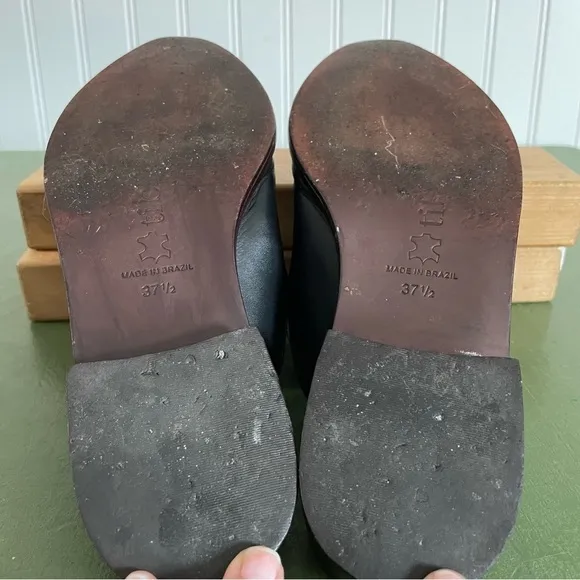 Tibi DENNI Slip On Shoes/Mules/Loafers in Black Leather *Brazil*