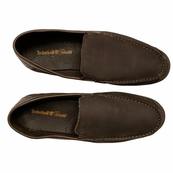 Timberland Brown Leather Ortholite Slip On Loafers