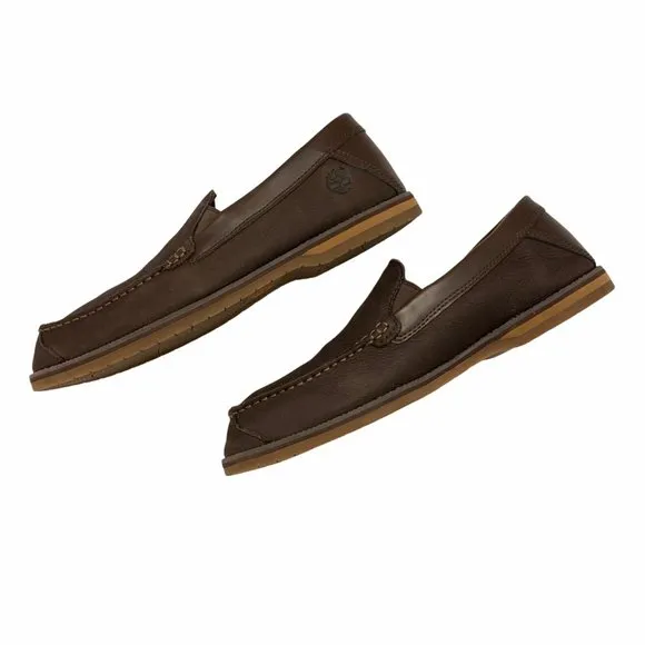 Timberland Brown Leather Ortholite Slip On Loafers