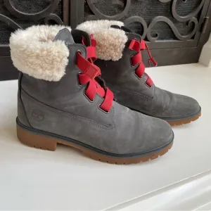 Timberland Jayne Shearling-Collar Waterproof Boots Leather 10