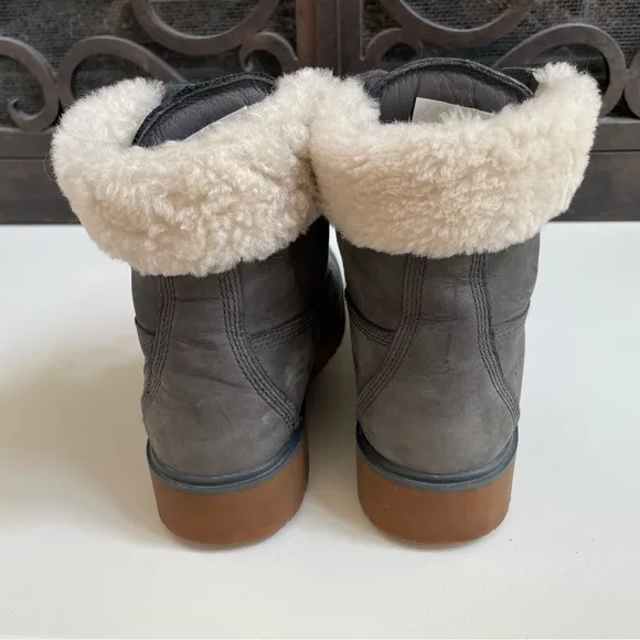 Timberland Jayne Shearling-Collar Waterproof Boots Leather 10