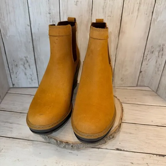 Timberland Kellis Chelsea Wedge Heeled Ankle Boots Tan Nubuck Womens 7.5