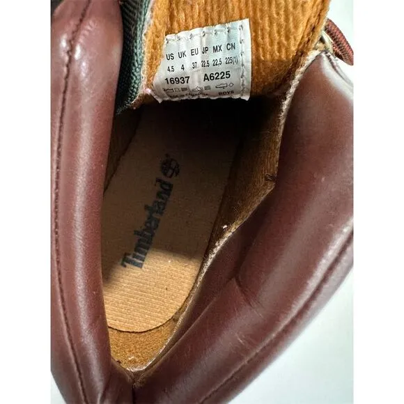 Timberland Kids Field Boots Brown Leather Lace Up Size 4.5 Brown Leather