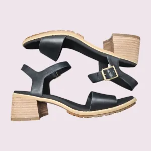 Timberland Laguna Shore Black Strappy Sandals Mid Heel Size 10