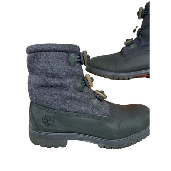 Timberland Navy Suede Wool Boots Round Toe Rubber Sole Toggle Closure Size 11M