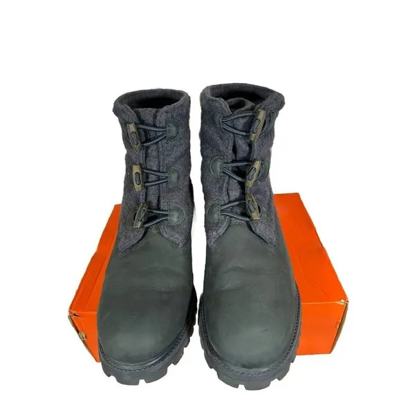 Timberland Navy Suede Wool Boots Round Toe Rubber Sole Toggle Closure Size 11M