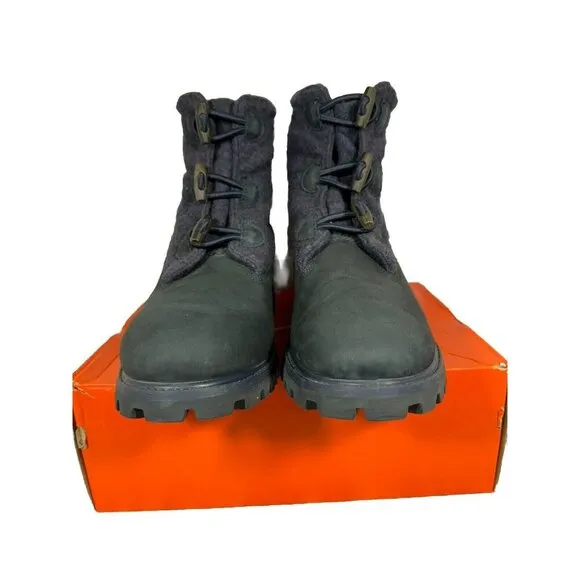 Timberland Navy Suede Wool Boots Round Toe Rubber Sole Toggle Closure Size 11M