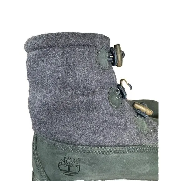 Timberland Navy Suede Wool Boots Round Toe Rubber Sole Toggle Closure Size 11M