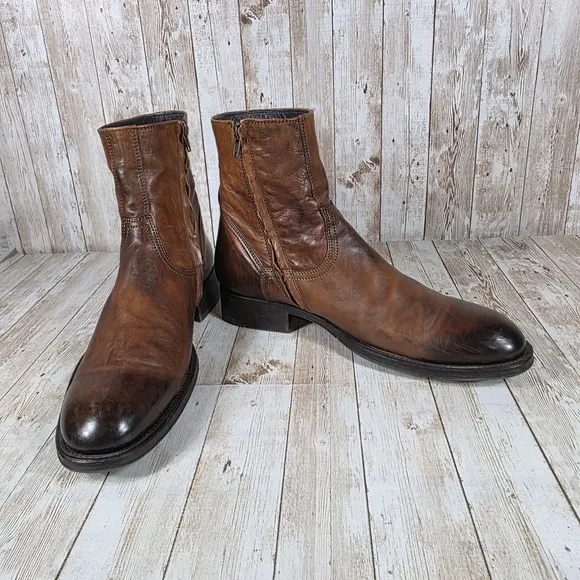 To boot Leather Ankle Boots Side Zip Brown Dress Casual Boots‎ Size 9.5