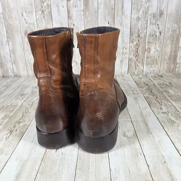 To boot Leather Ankle Boots Side Zip Brown Dress Casual Boots‎ Size 9.5