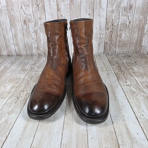 To boot Leather Ankle Boots Side Zip Brown Dress Casual Boots‎ Size 9.5